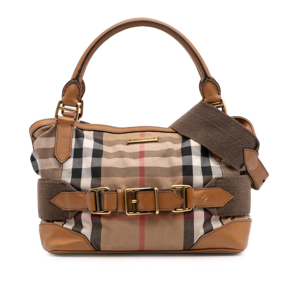 Burberry B Burberry Brown Light Brown Canvas Fabric House Check Brecon Satchel Italy