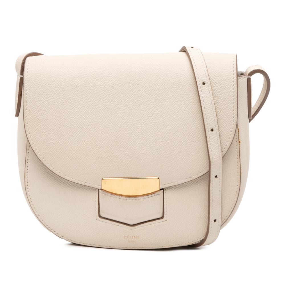 Celine B Celine White Calf Leather Small Grained skin Trotteur Crossbody Italy