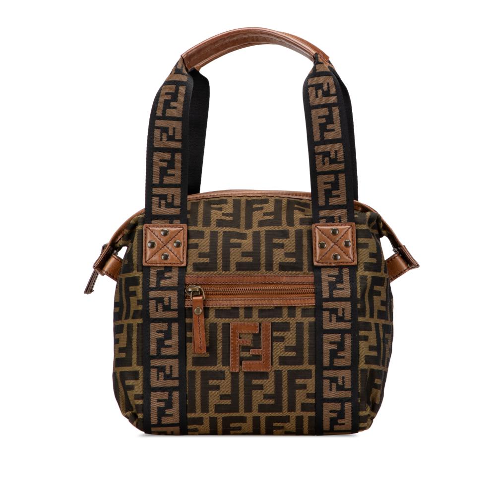 Fendi B Fendi Brown Canvas Fabric Zucca FF Handbag Italy