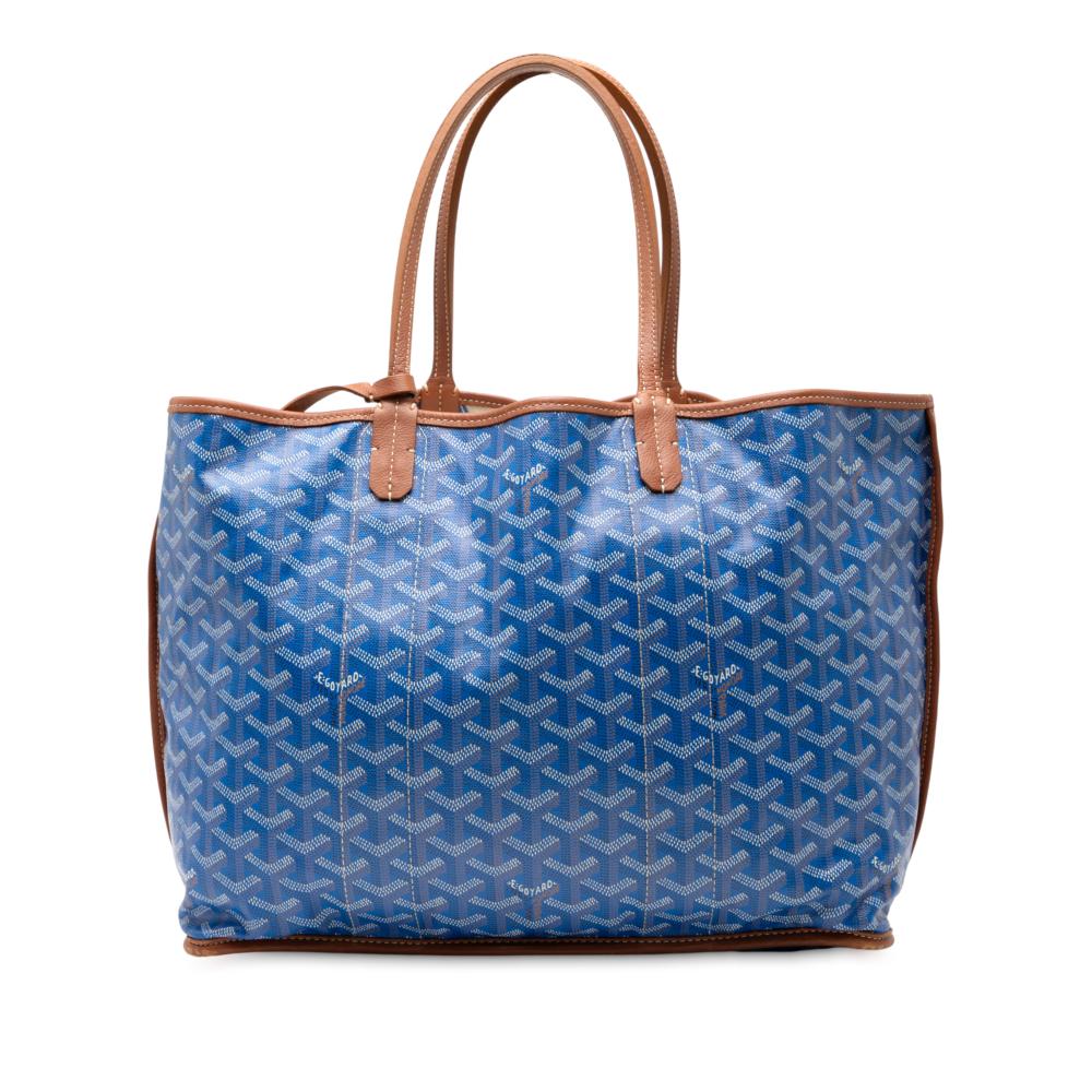 Goyard B Goyard Blue Coated Canvas Fabric Goyardine Reversible Pertuis PM France