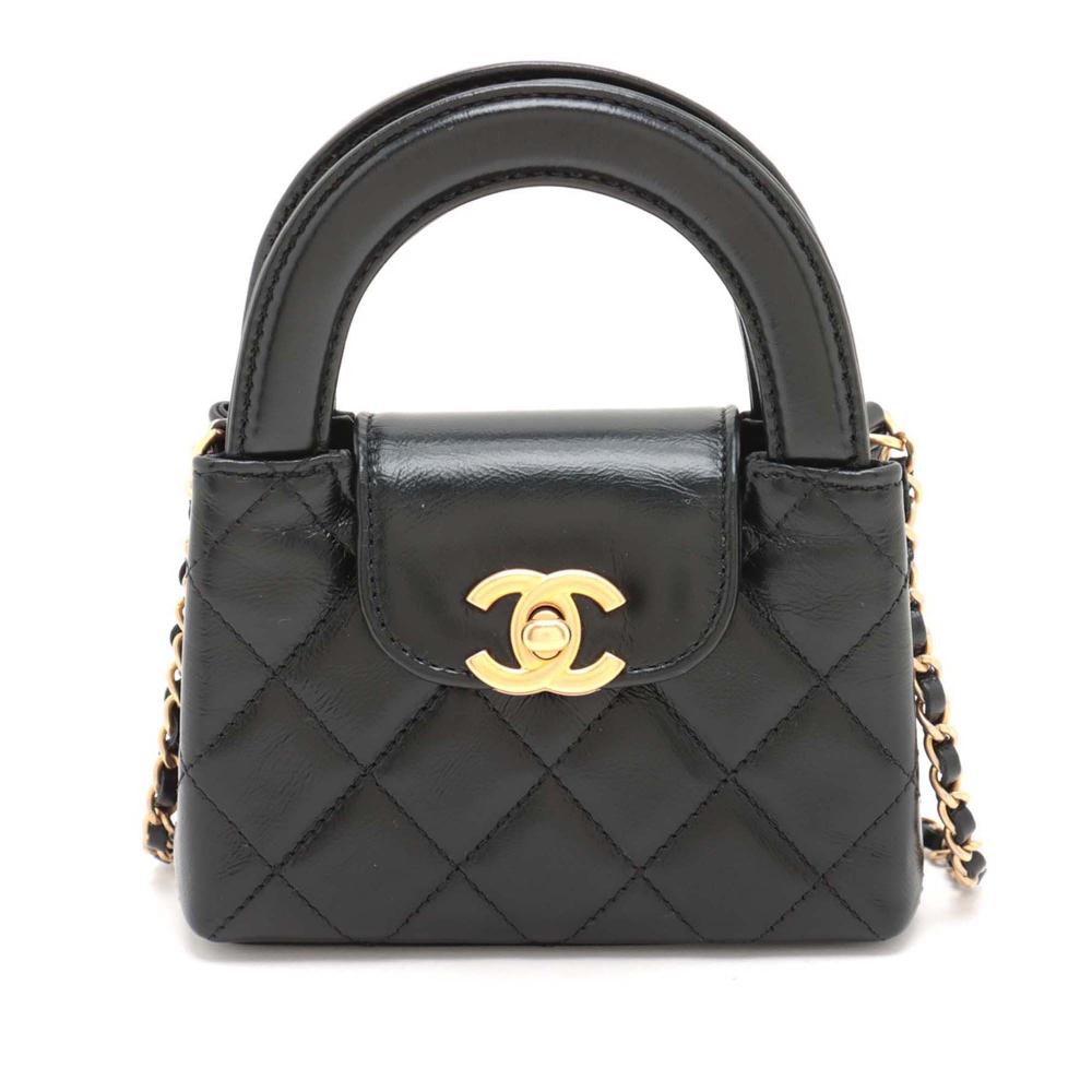 Chanel AB Chanel Black Calf Leather Mini Nano Aged skin Kelly Shopper Bag France