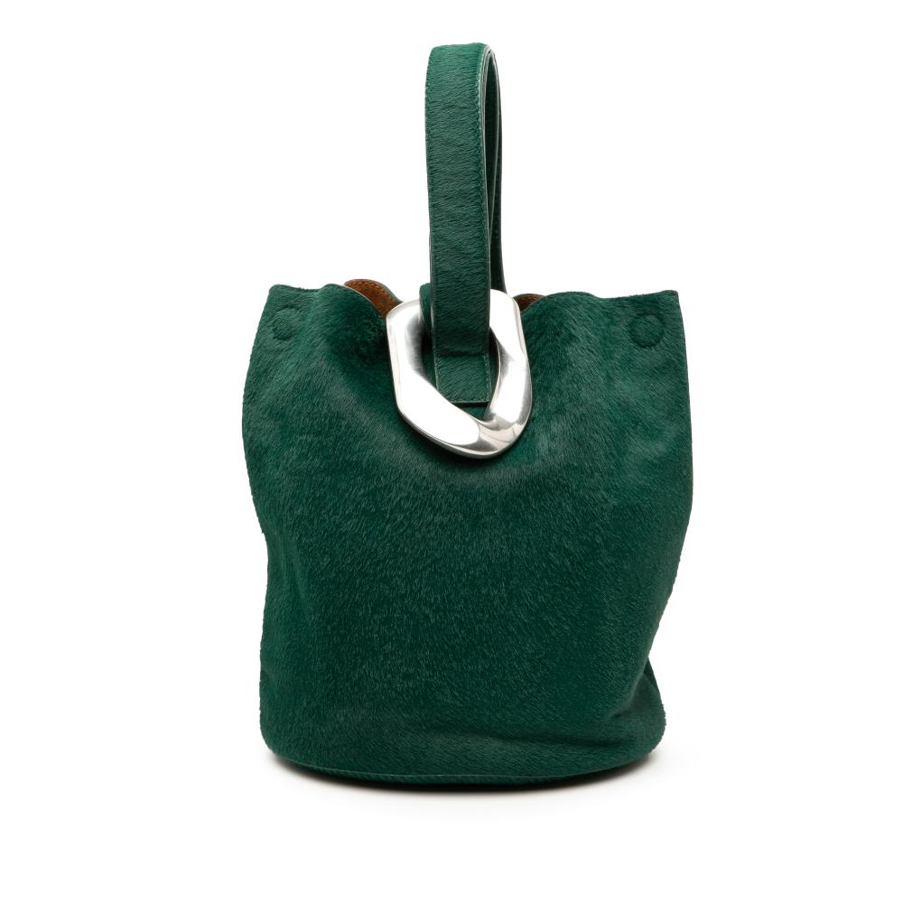 Bottega Veneta AB Bottega Veneta Green Pony Hair Natural Material Small Drop Bucket Bag Italy