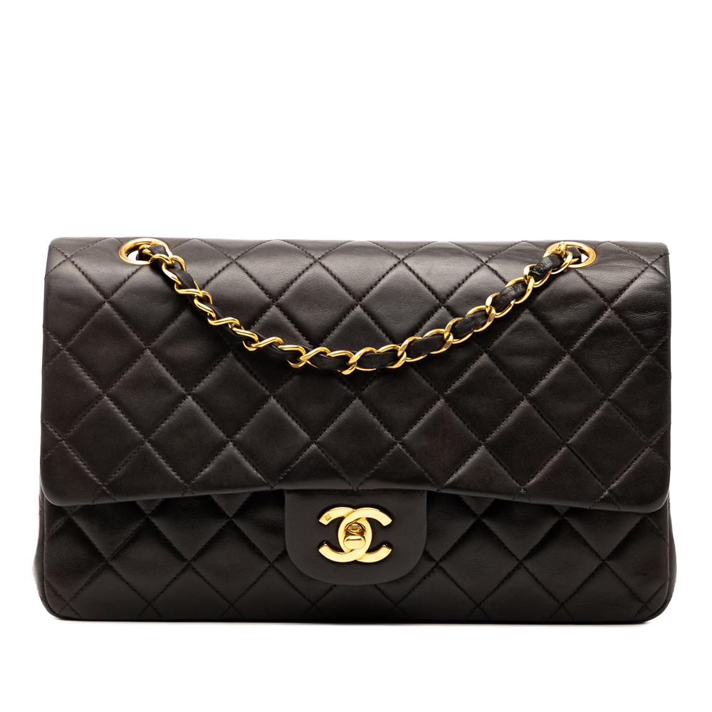 Chanel B Chanel Black Lambskin Leather Leather Medium Classic Lambskin Double Flap France