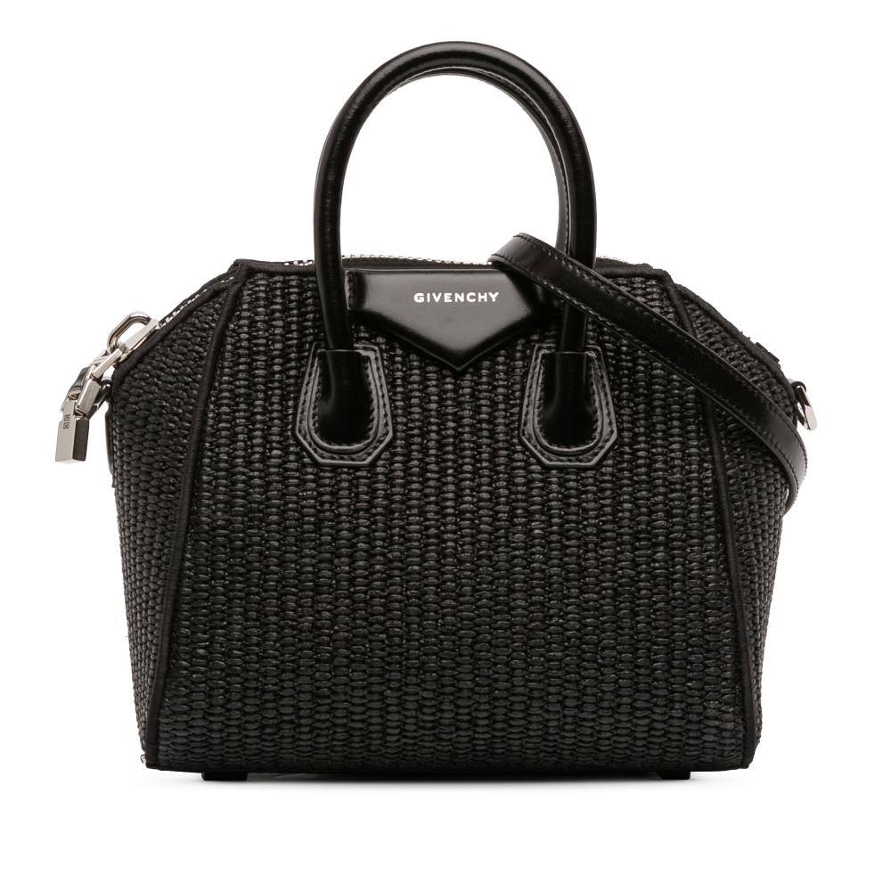 Givenchy AB Givenchy Black Raffia Natural Material Mini Antigona Satchel Italy