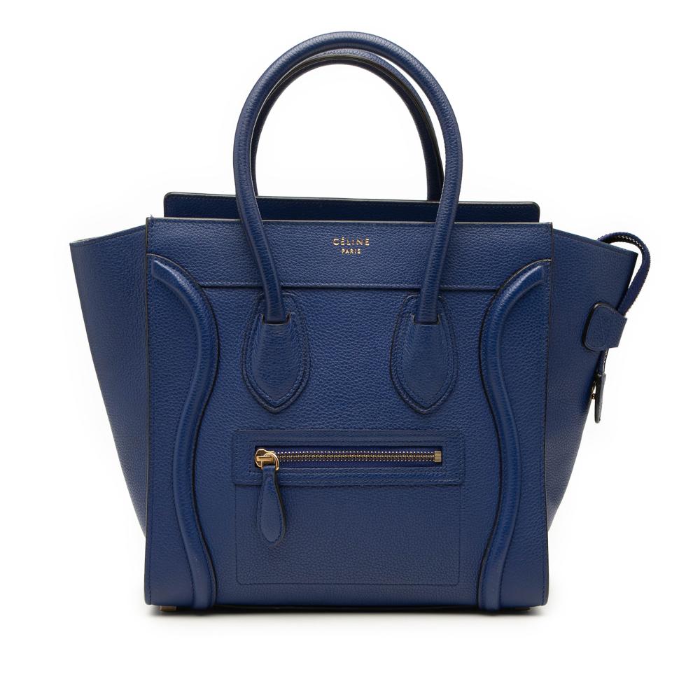 Celine B Celine Blue Calf Leather Micro skin Luggage Tote Italy