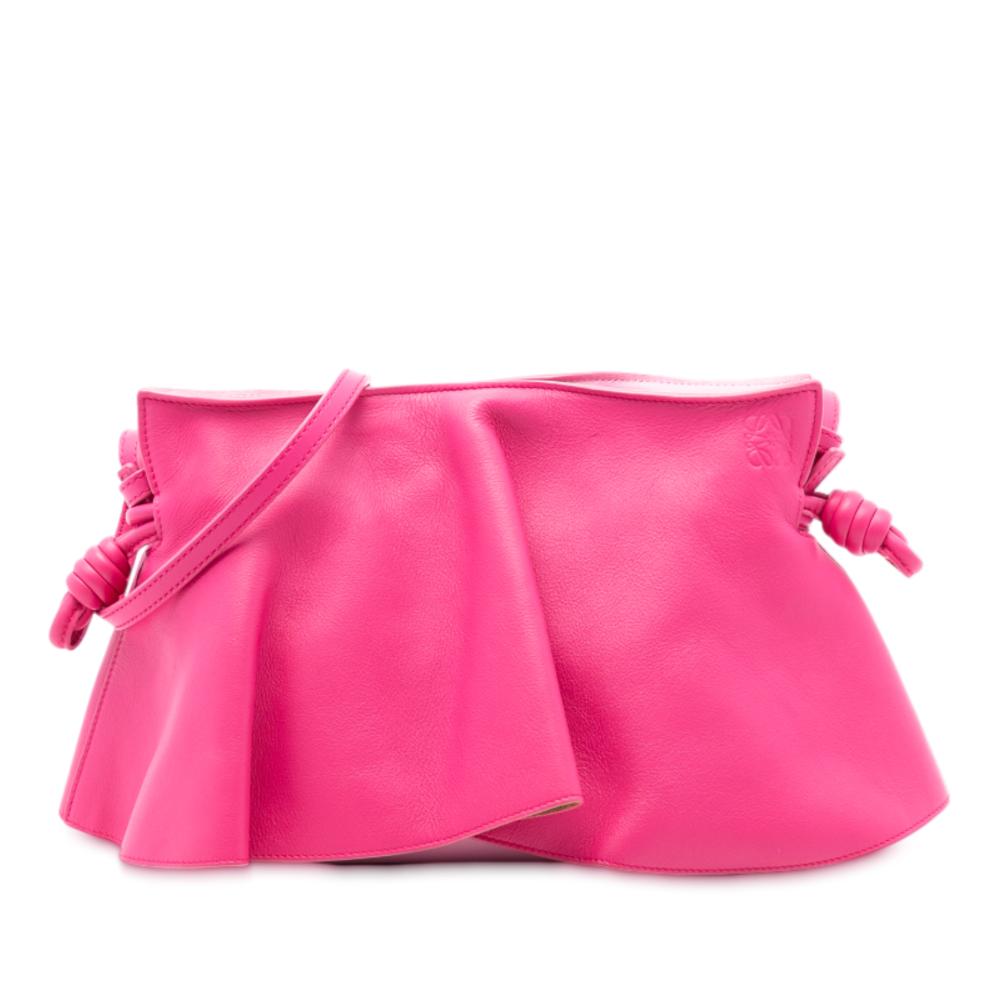 Loewe Pink Hot Pink Nappa Leather Leather Paula Ibiza Mini Petal Nappa Flamenco Knot Crossbody Spain