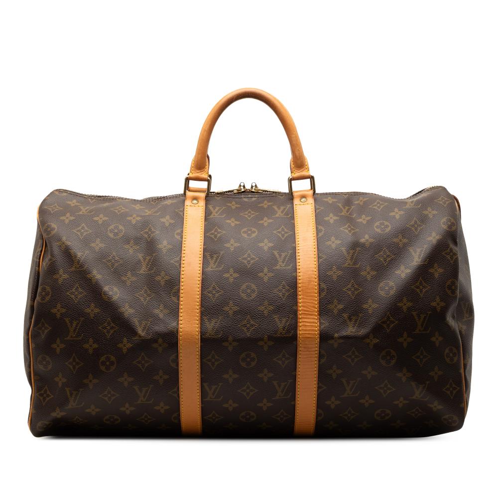 Louis Vuitton B Louis Vuitton Brown Monogram Canvas Fabric Monogram Keepall 50 France