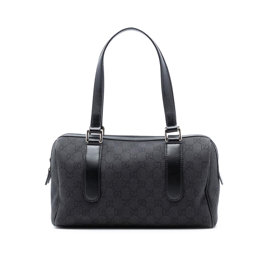 Gucci AB Gucci Gray Dark Gray Denim Fabric GG Charmy Boston Bag Italy