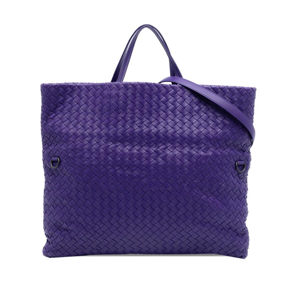 Bottega Veneta B Bottega Veneta Purple Dark Purple Nappa Leather Leather Nappa Intrecciato Convertible Tote Italy
