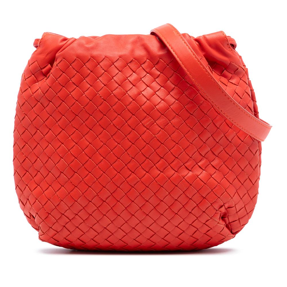 Bottega Veneta Orange Red Orange Nappa Leather Leather Nappa Intrecciato Drawstring Crossbody Italy