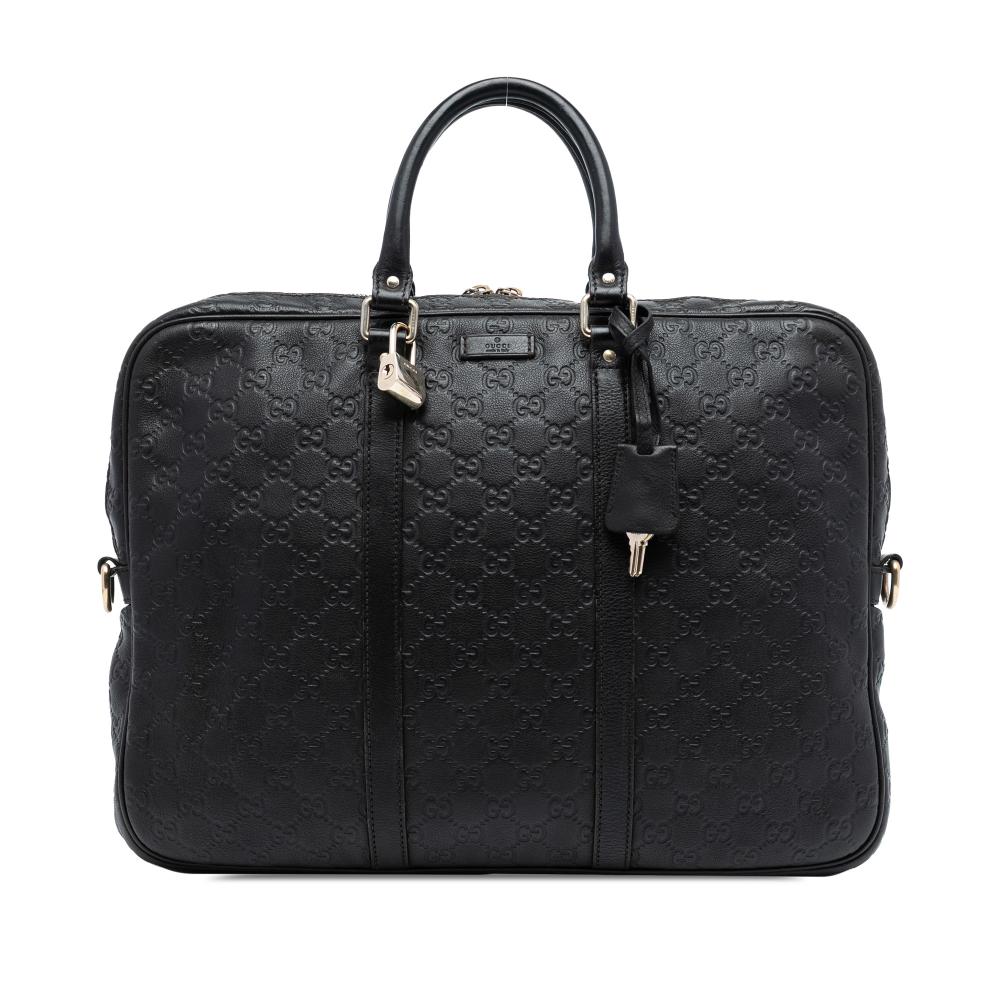 Gucci B Gucci Brown Dark Brown Calf Leather Guccissima Business Bag Italy