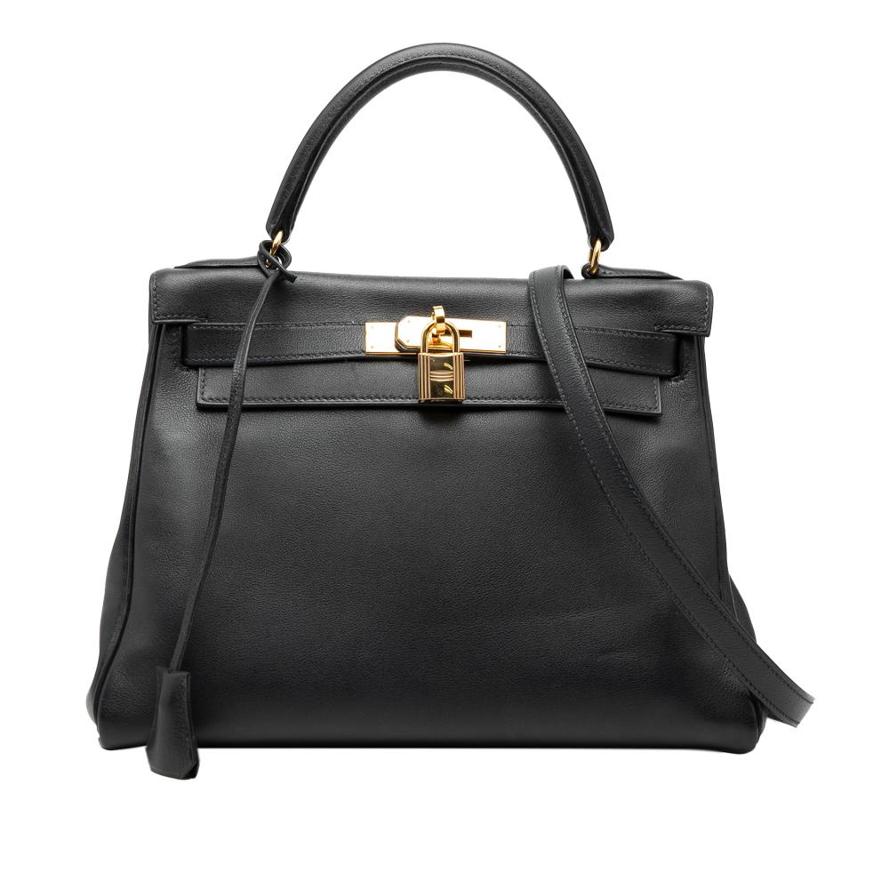 Hermès B Hermès Black Calf Leather Togo Kelly II Retourne 28 France