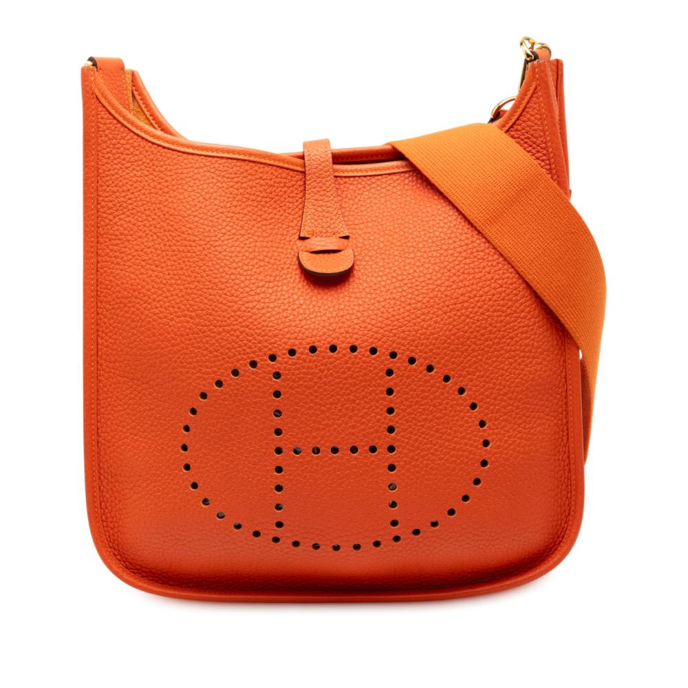 Hermès AB Hermès Orange Dark Orange Calf Leather Clemence Evelyne III 29 France
