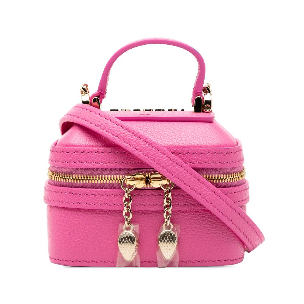 Bvlgari AB Bvlgari Pink Calf Leather Mini Serpenti Forever Vanity Bag Italy