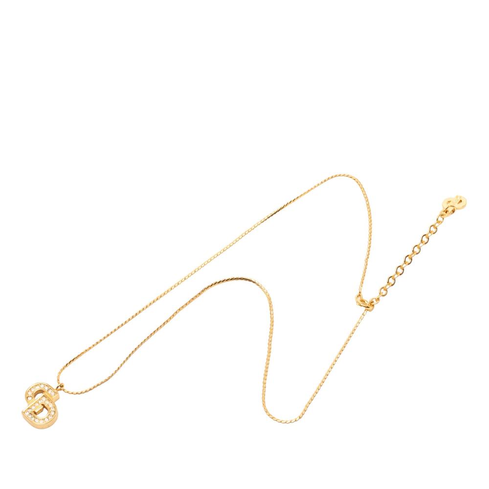 Christian Dior AB Dior Gold Gold Plated Metal Rhinestones CD Logo Pendant Necklace Germany