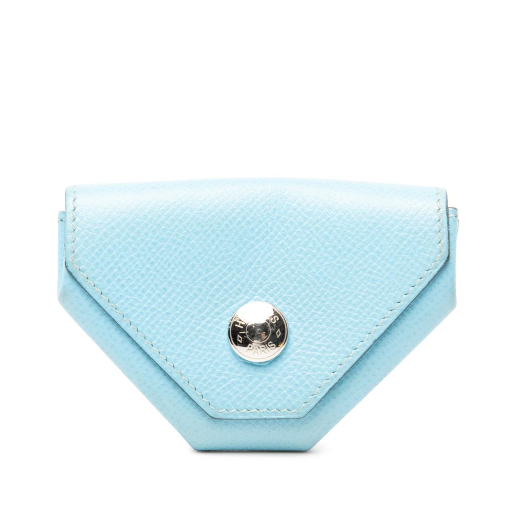 Hermès B Hermès Blue Light Blue Calf Leather Epsom Le 24 Coin Purse France