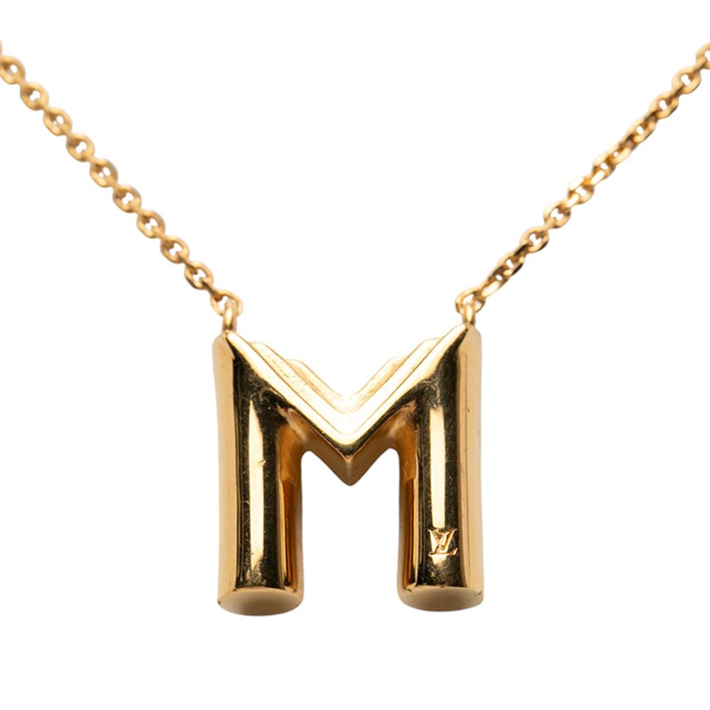 Louis Vuitton B Louis Vuitton Gold Gold Plated Metal LV and Me Letter M Pendant Necklace Italy