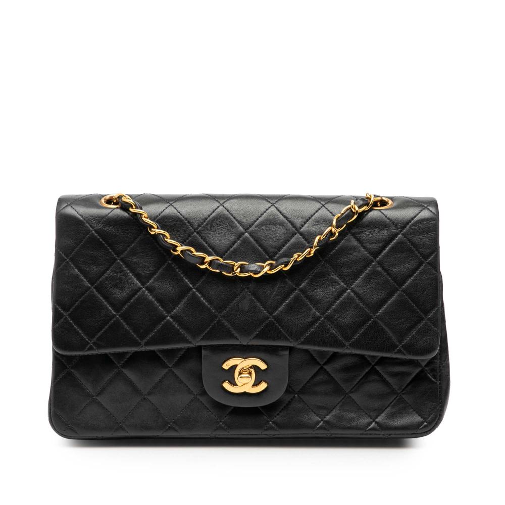 Chanel B Chanel Black Lambskin Leather Leather Medium Classic Lambskin Double Flap France