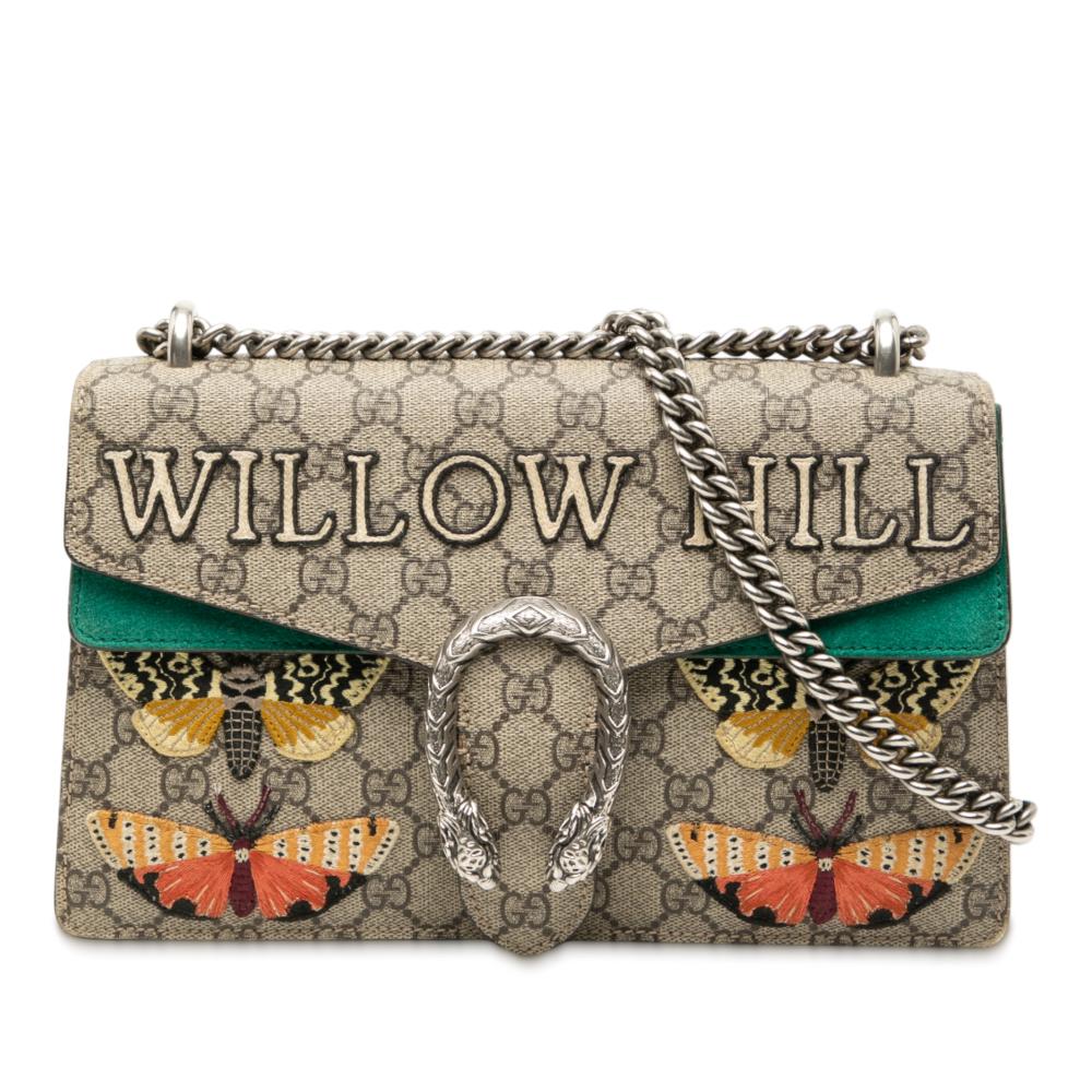 Gucci Brown Medium GG Supreme Embroidered Willow Hill and Butterfly Dionysus Shoulder Bag Italy