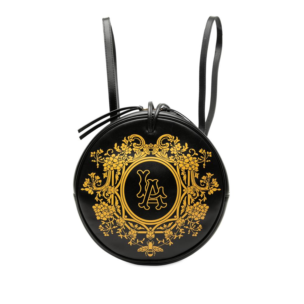 Gucci B Gucci Black Calf Leather MLB LA Angels Round Backpack Italy