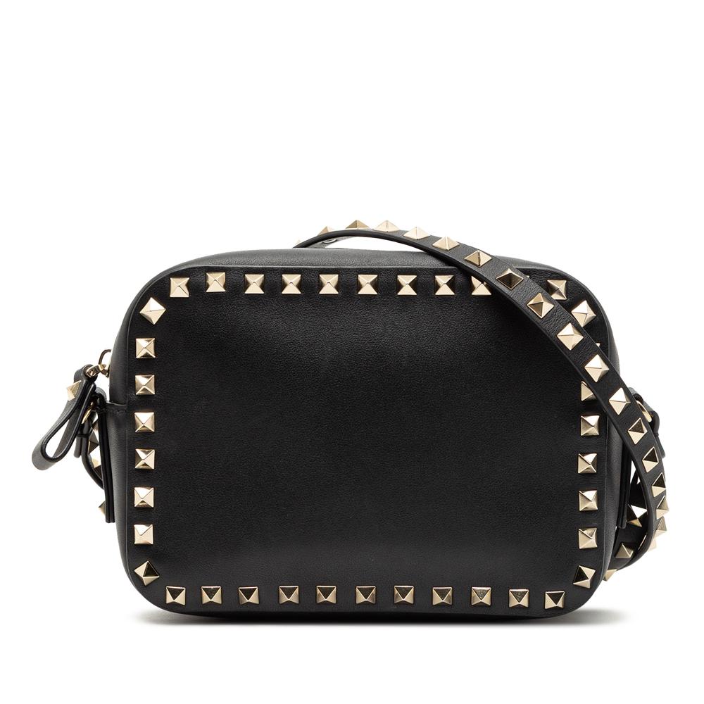 Valentino AB Valentino Black Calf Leather Rockstud Camera Bag Italy