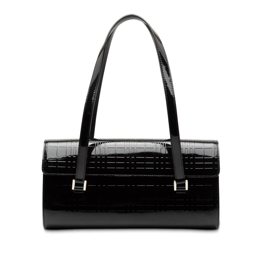 Burberry B Burberry Black Patent Leather Leather House Check Embossed Patent Shoulder Bag United Kingdom