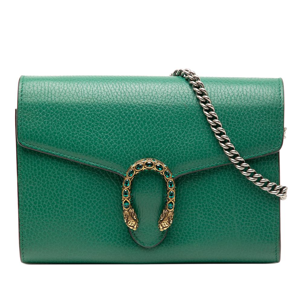 Gucci AB Gucci Green Calf Leather Dionysus Wallet on Chain Italy