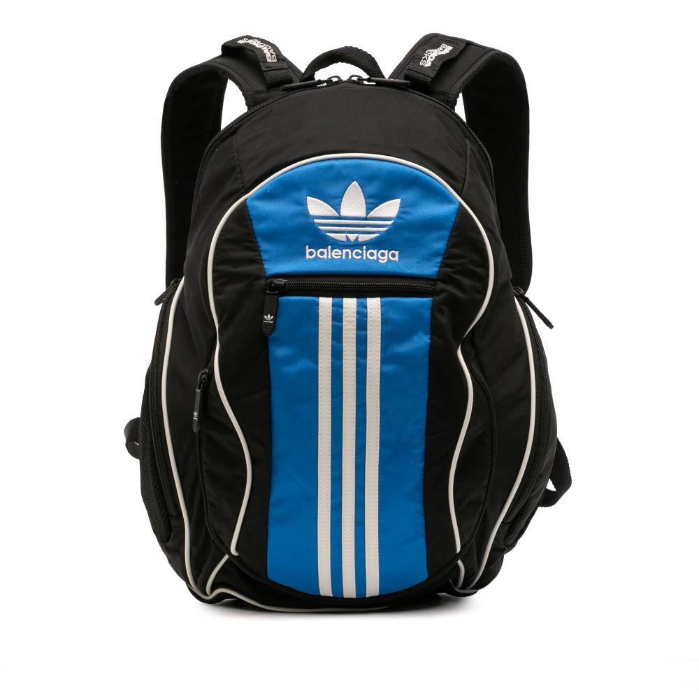 Balenciaga AB Balenciaga Black with Blue Nylon Fabric Adidas Recycled Backpack Italy