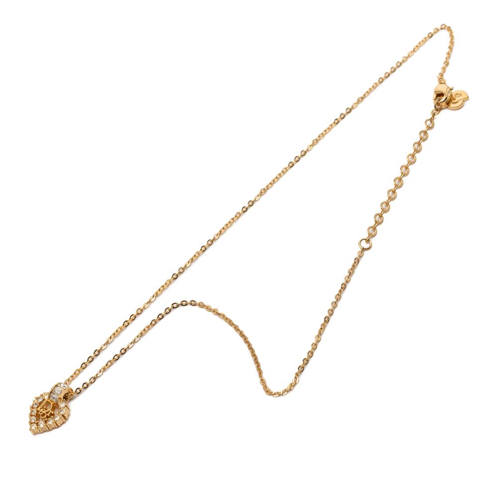 Christian Dior B Dior Gold Gold Plated Metal Heart Crystal Pendant Necklace Germany