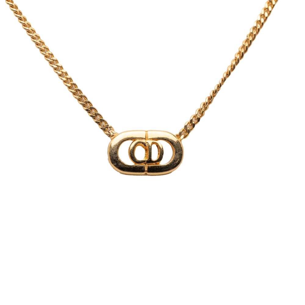Christian Dior B Dior Gold Gold Plated Metal CD Logo Pendant Necklace Germany