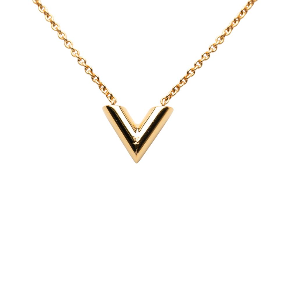 Louis Vuitton AB Louis Vuitton Gold Gold Plated Metal Essential V Necklace Italy