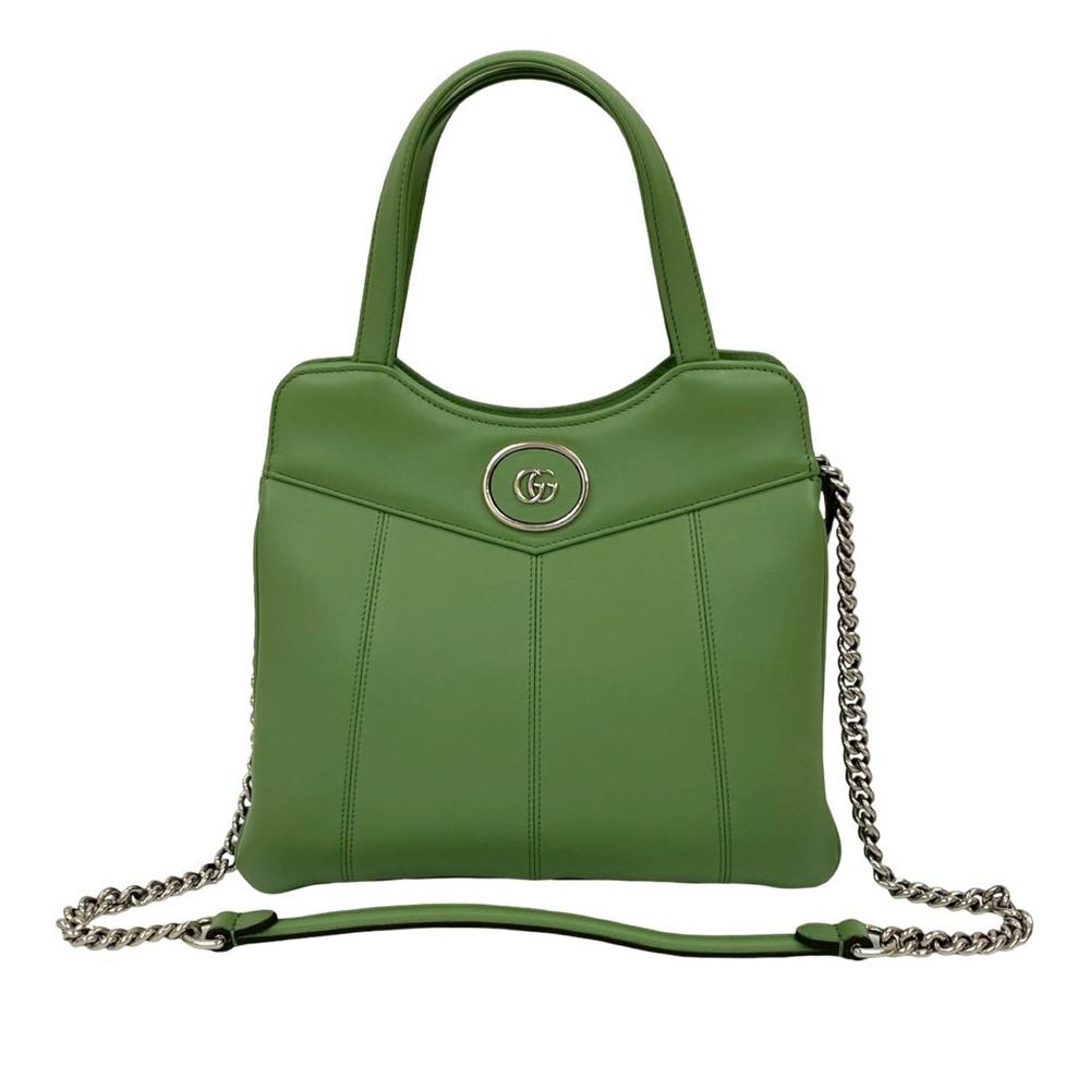 Gucci AB Gucci Green Light Green Calf Leather Small Petite GG Tote Italy