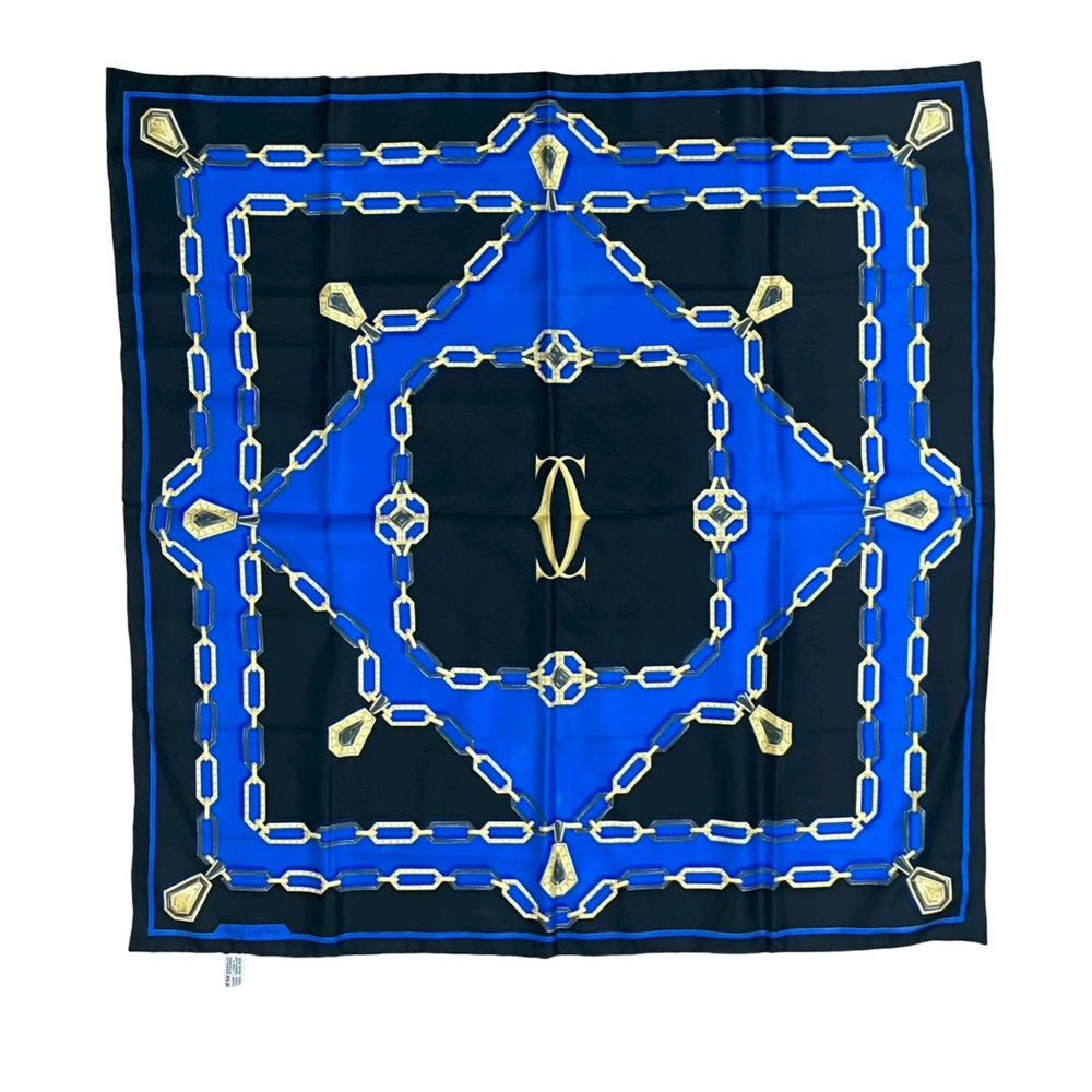 Cartier AB Cartier Blue Silk Fabric Must de Cartier Chain Scarf France