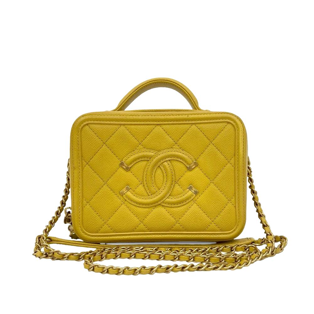 Chanel AB Chanel Yellow Caviar Leather Leather Small Caviar CC Filigree Vanity Bag France