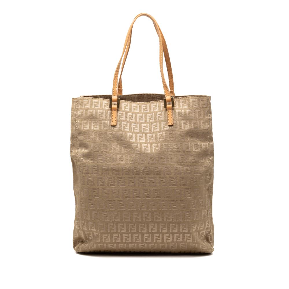 Fendi B Fendi Brown Beige Canvas Fabric Zucchino Tote Italy