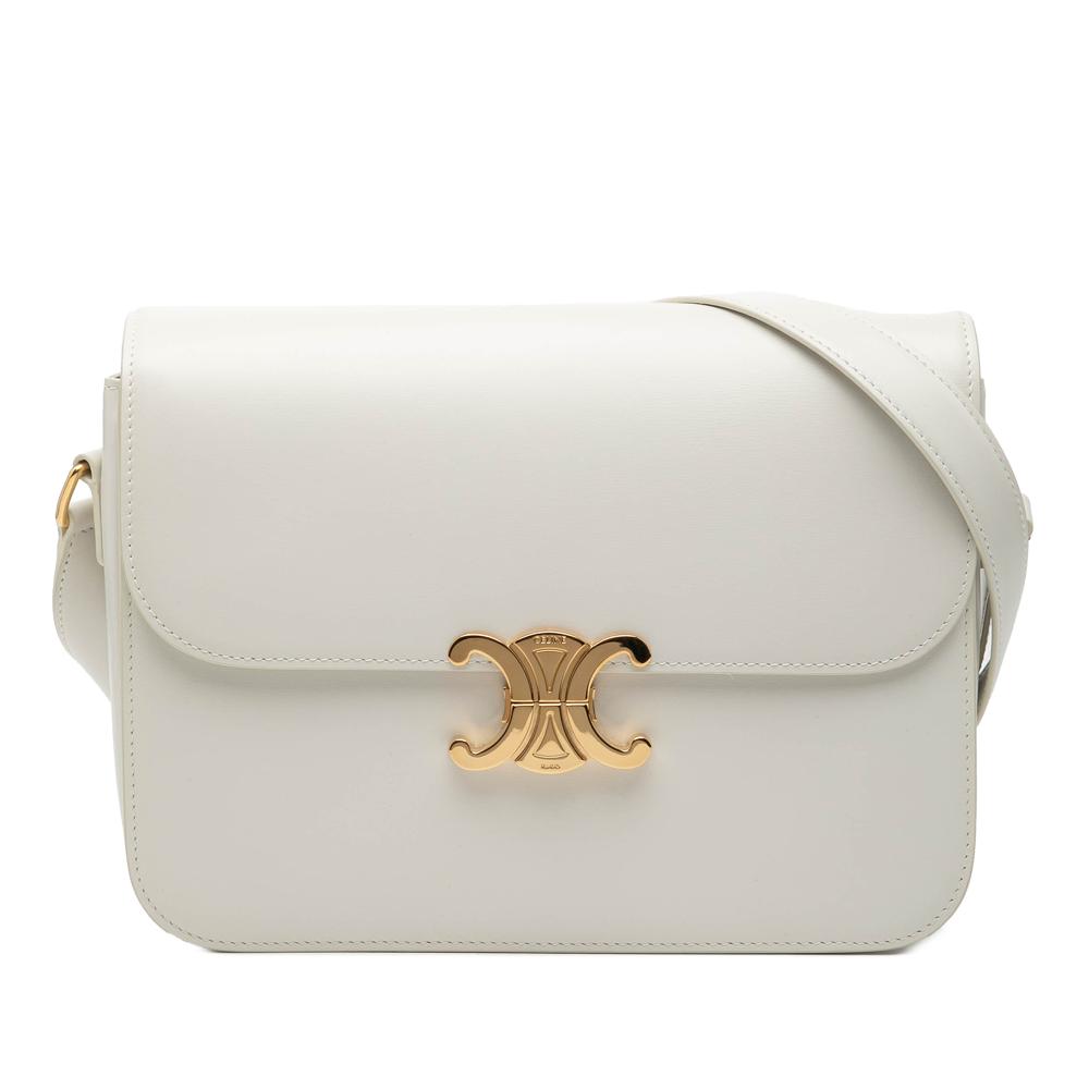 Celine AB Celine White Calf Leather Large Shiny skin Triomphe Crossbody Italy