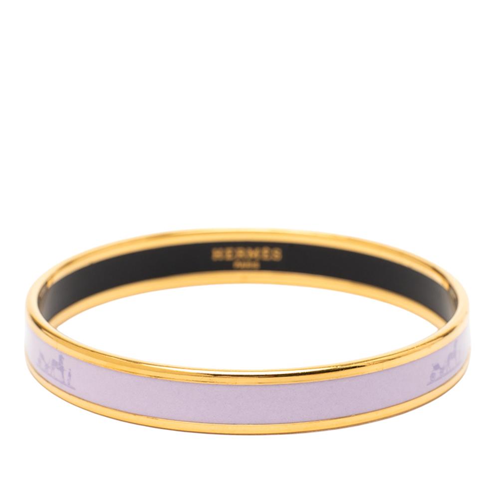 Hermès AB Hermès Purple Light Purple with Gold Enamel Other Narrow Caleche Bangle 70 Austria