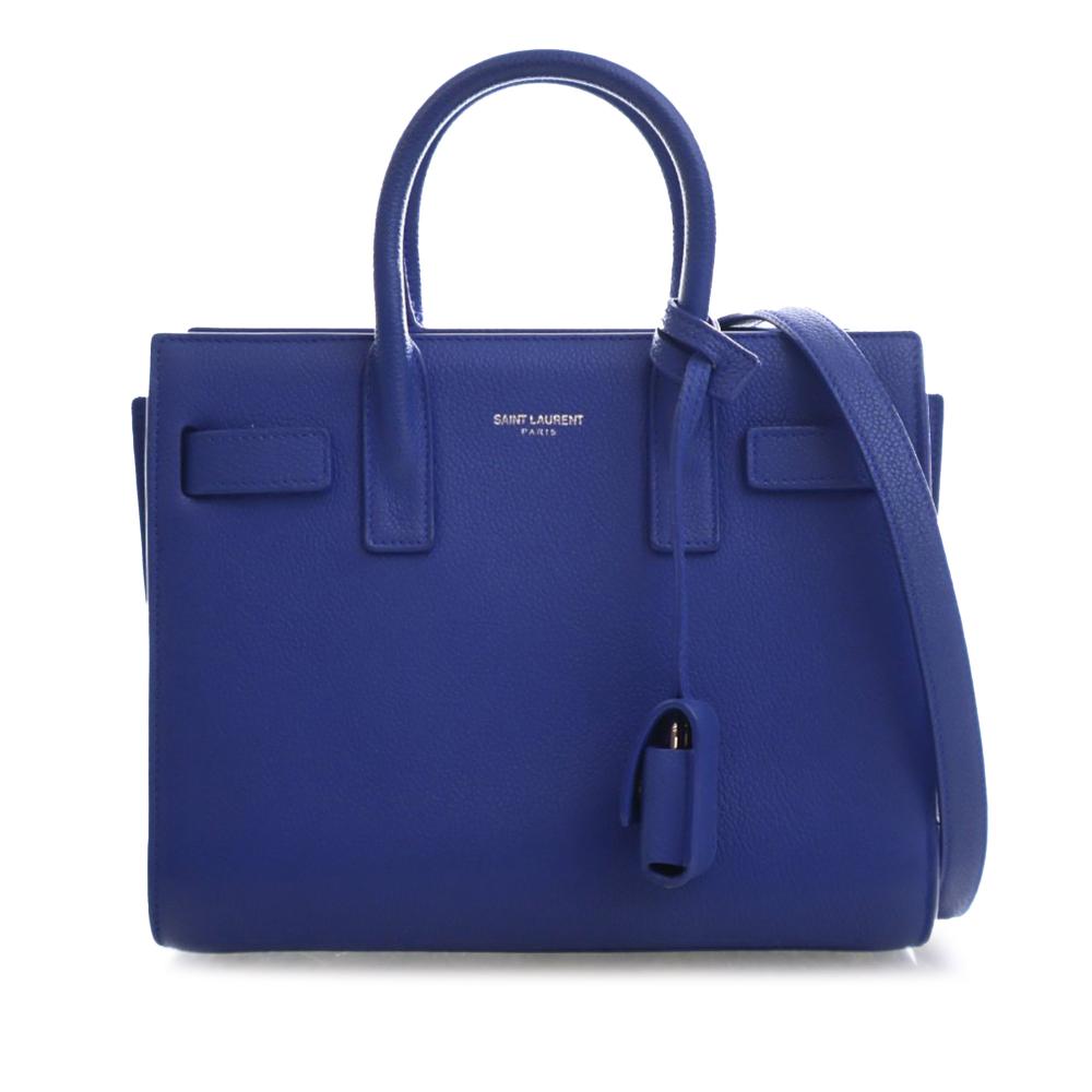 Saint Laurent AB Saint Laurent Blue Calf Leather Nano Sac De Jour Satchel Italy