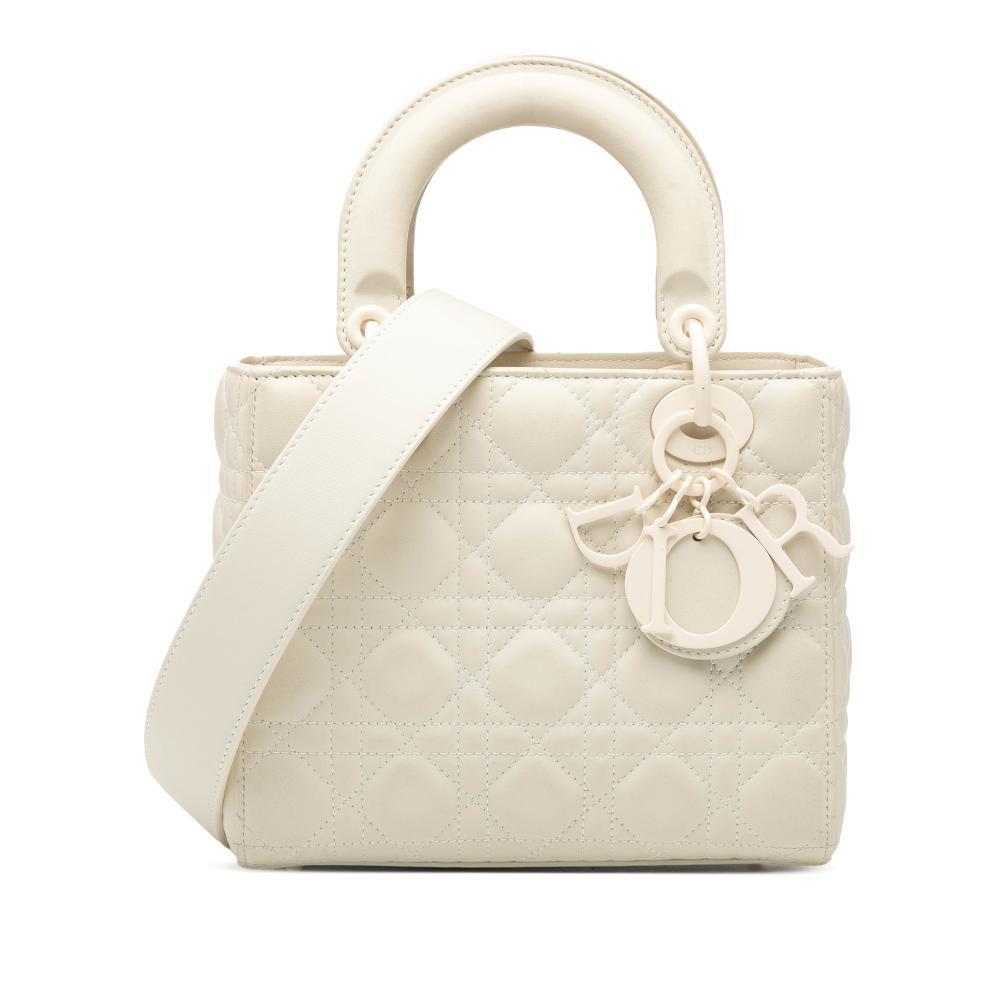 Christian Dior B Dior White Ivory Calf Leather Small Ultra Matte skin Cannage My ABCDior Lady Dior Italy