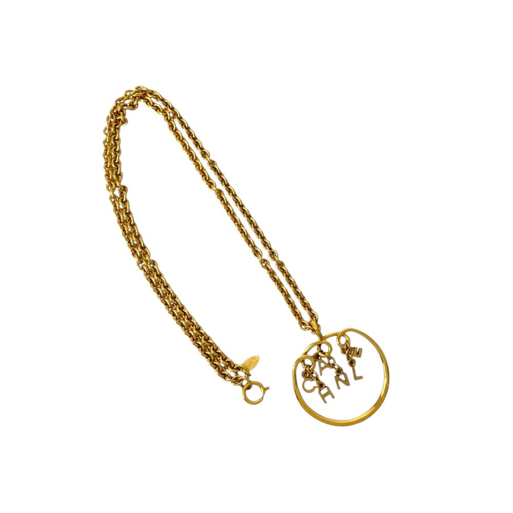 Chanel AB Chanel Gold Gold Plated Metal Letter Charms Pendant Necklace France