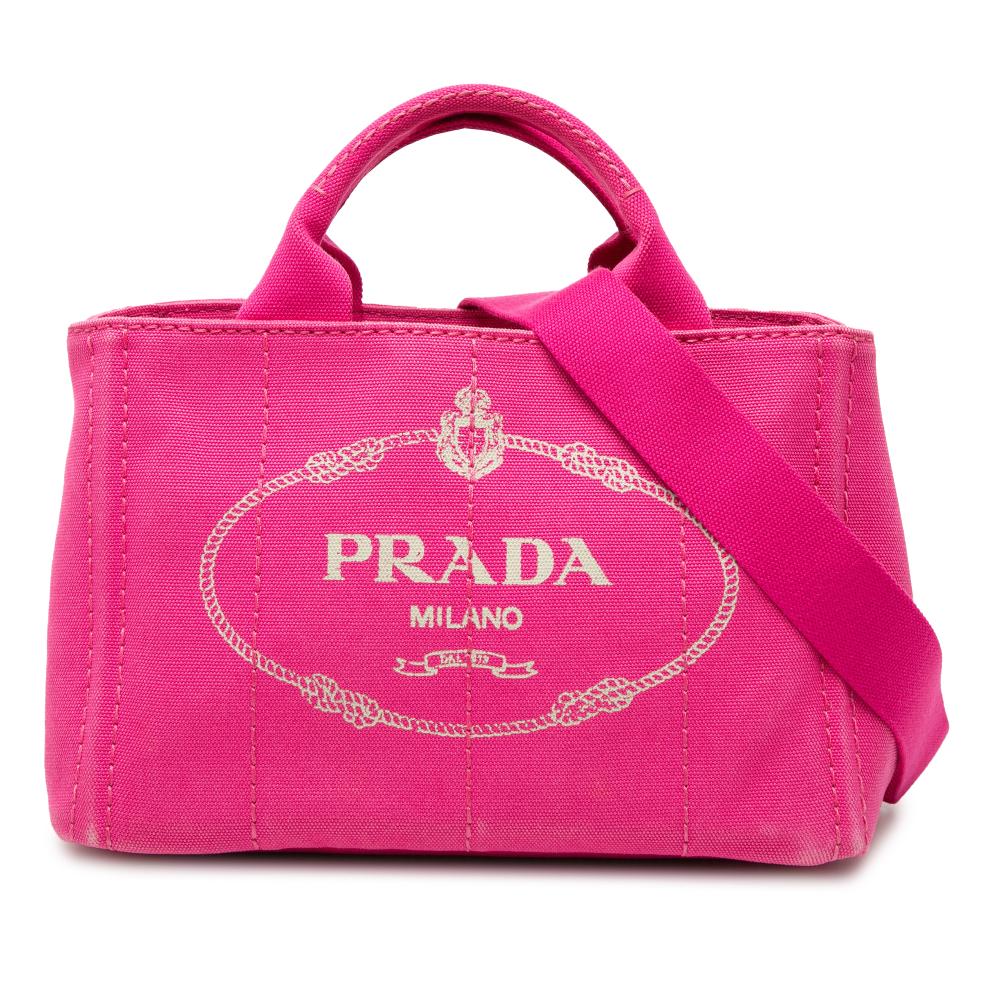 Prada B Prada Pink Hot Pink Canvas Fabric Small Canapa Logo Satchel Turkey