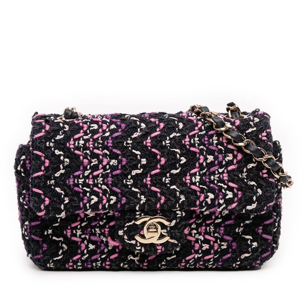 Chanel AB Chanel Black Cotton Fabric Mini Rectangular Classic Multicolor Stitched Single Flap France