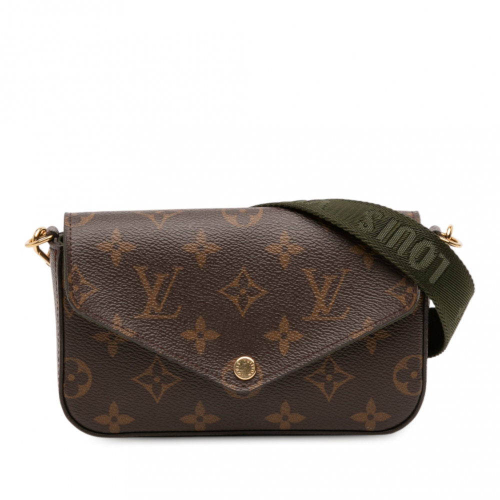 Louis Vuitton Felicie Canvas Strap And Go Pouch Clutch Monogram