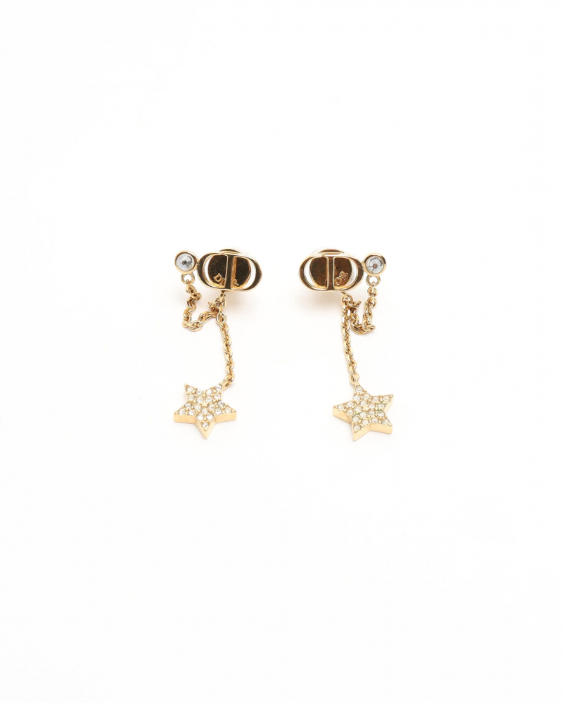 Christian Dior Petit CD Star Rhinestone Earrings