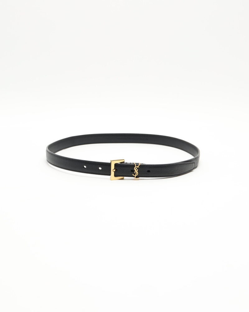 Saint Laurent YSL Logo Leather Belt, Size 80