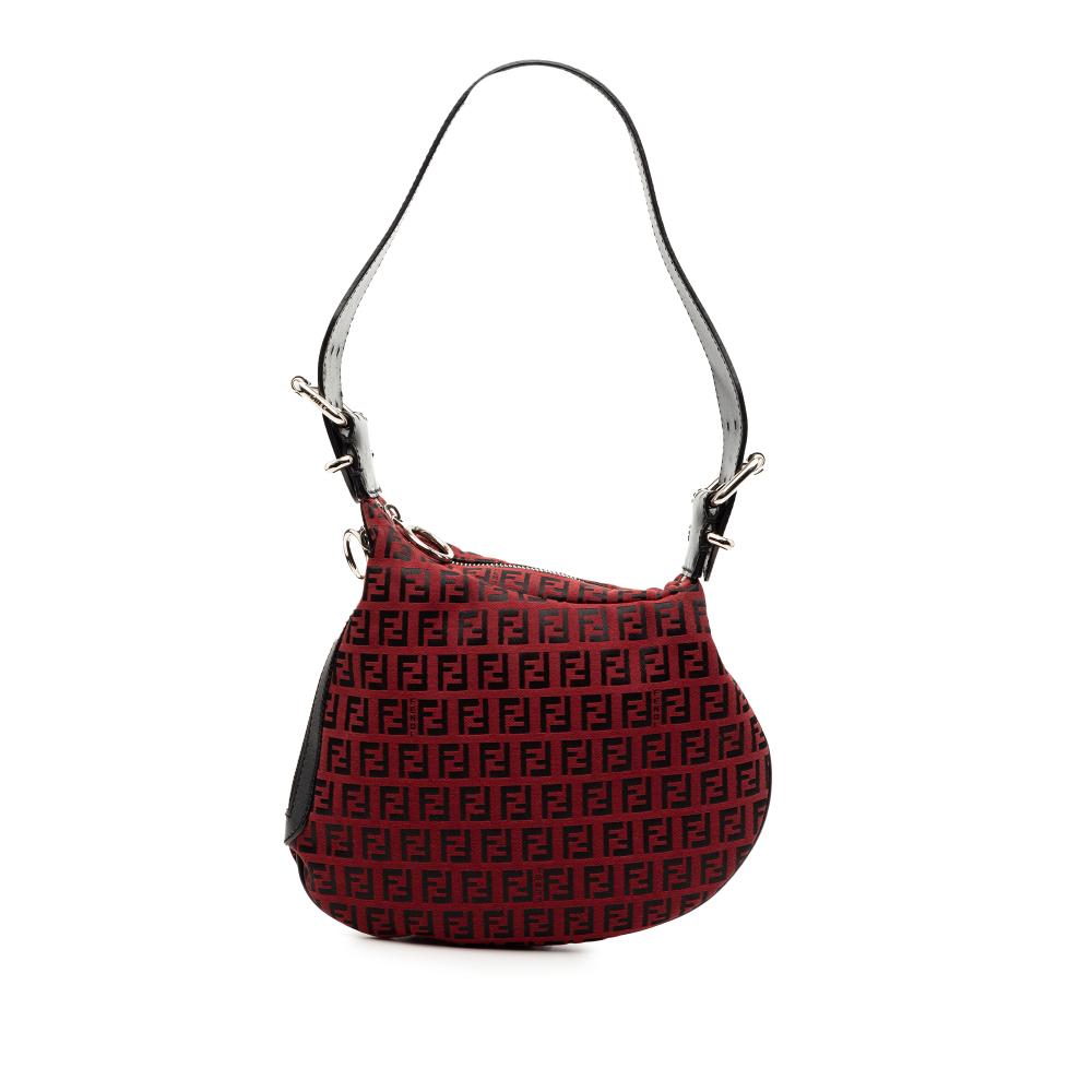 Fendi B Fendi Red Dark Red Canvas Fabric Zucchino Oyster Hobo Italy