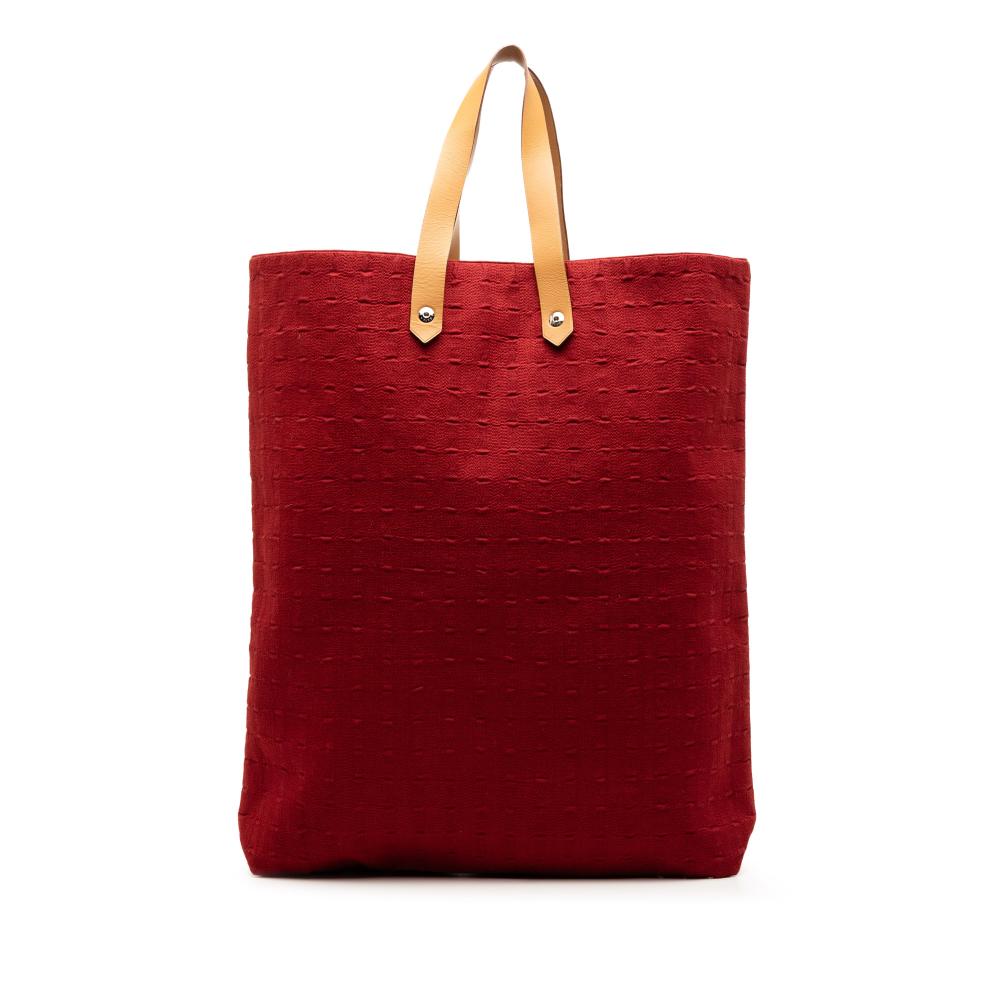 Hermès B Hermès Red with Brown Caramel Canvas Fabric Ahmedabad Cabas II GM India