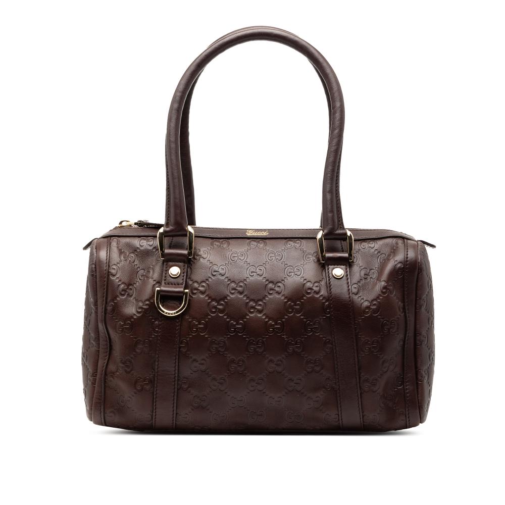 Gucci B Gucci Brown Dark Brown Calf Leather Guccissima Abbey D Ring Boston Bag Italy