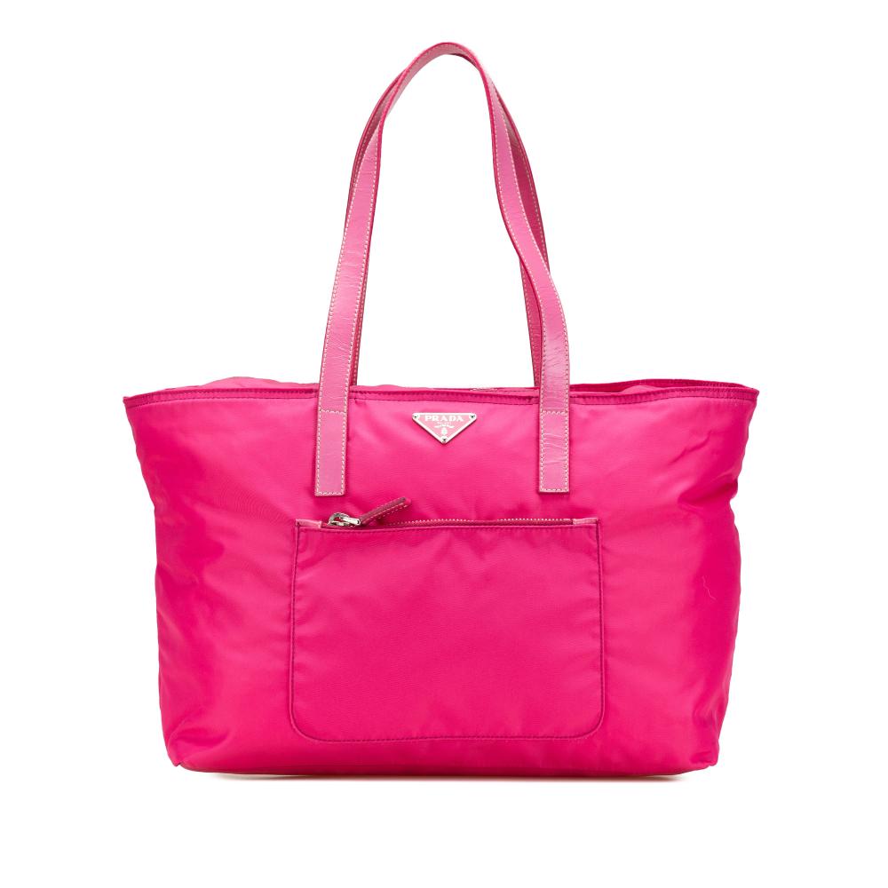 Prada B Prada Pink Hot Pink Nylon Fabric Tessuto Zip Tote Italy
