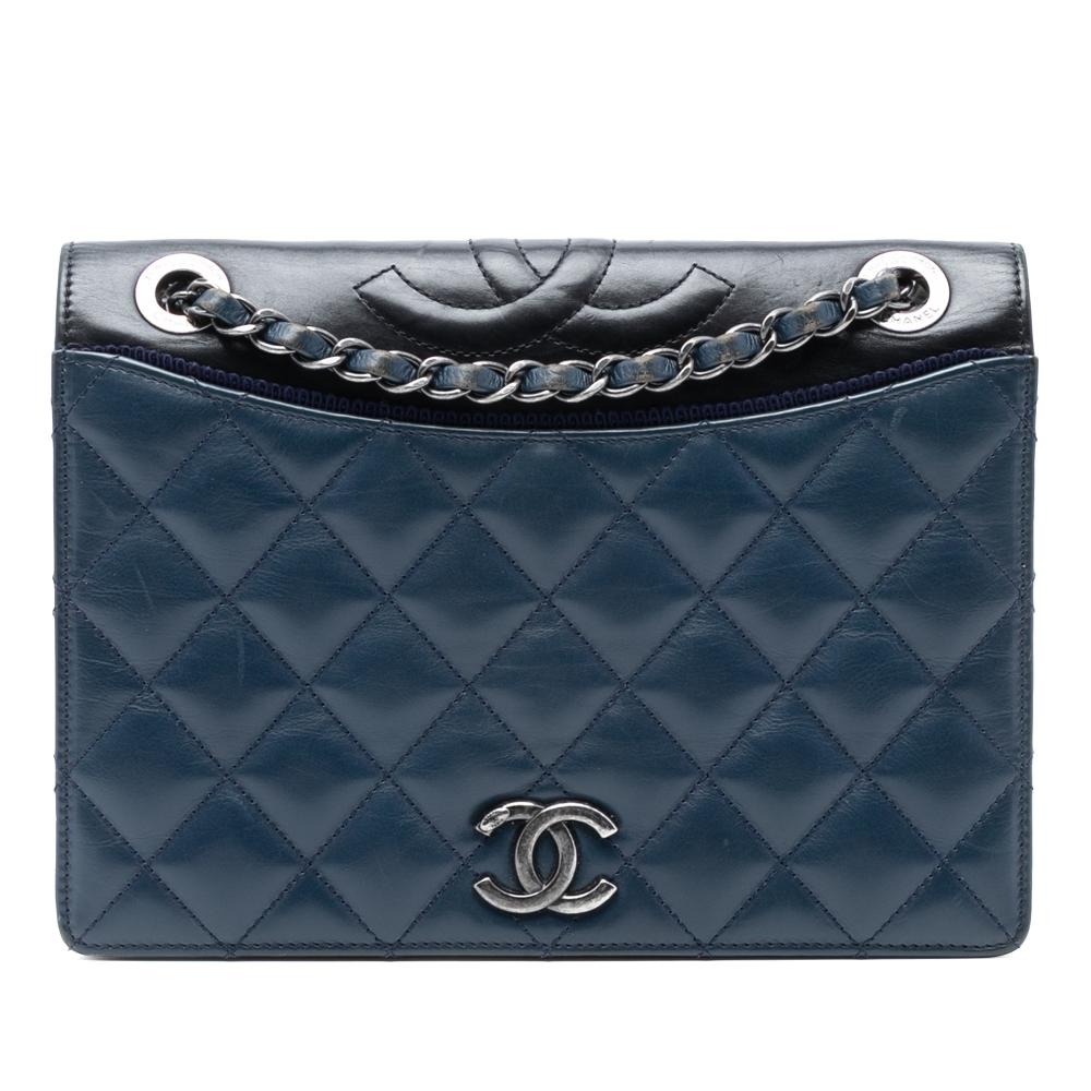 Chanel B Chanel Blue Navy Lambskin Leather Leather Medium Quilted Lambskin Ballerine Flap Italy